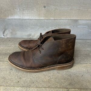 Clarks Men's Bushacre 2 Chukka Boots Brown Leather Size 9.5 M Casual Lace Up